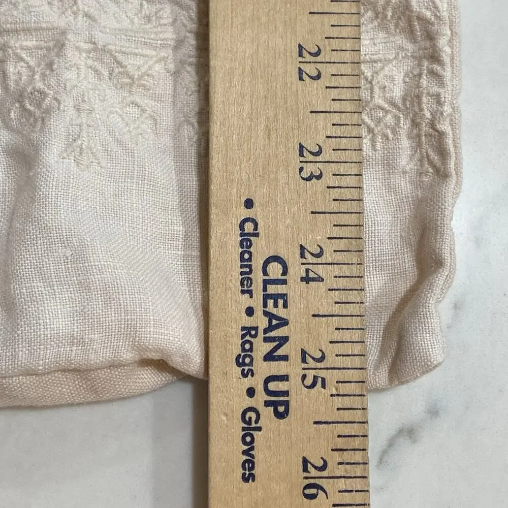 Bella Notte Two Euro Shams Ines Linen With Knife Edge Lace Embroidered Tie Backs